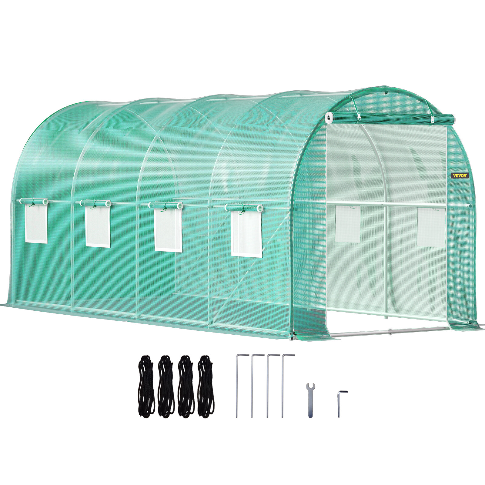 VEVOR Walk-in Greenhouse 15’x7’x7′ Hot Planter House Gardening Galvanized Frame
