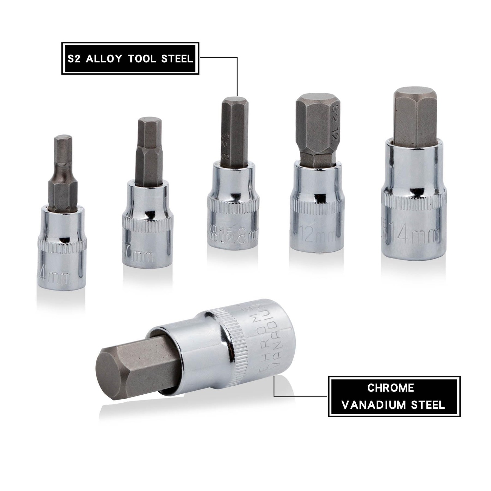 Hex Bit Socket Set Premium S2 Alloy Steel | 13-Piece Metric 2mm Variety Pack