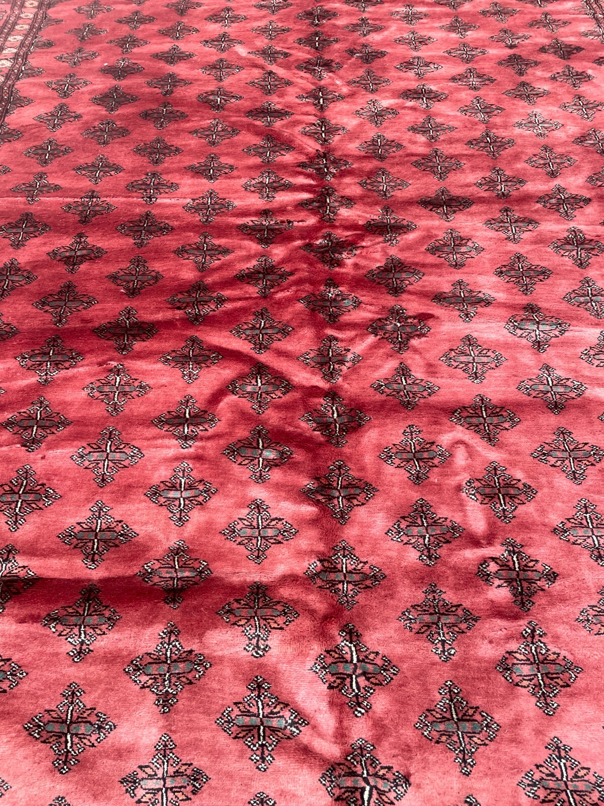 Hand-Woven Wool and Silk Princess Bokhara Area Rug