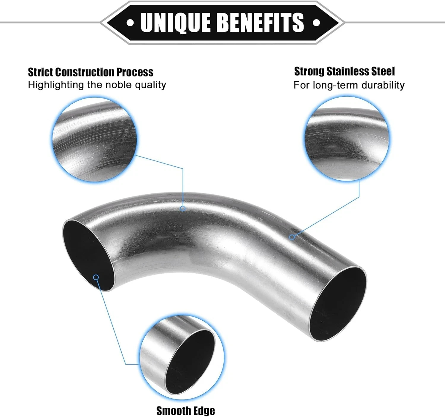 Bend Elbow Pipe Tube, 1.5″ OD 4.72″ 2.95″ Leg 90 Degree DIY Exhaust Pipe