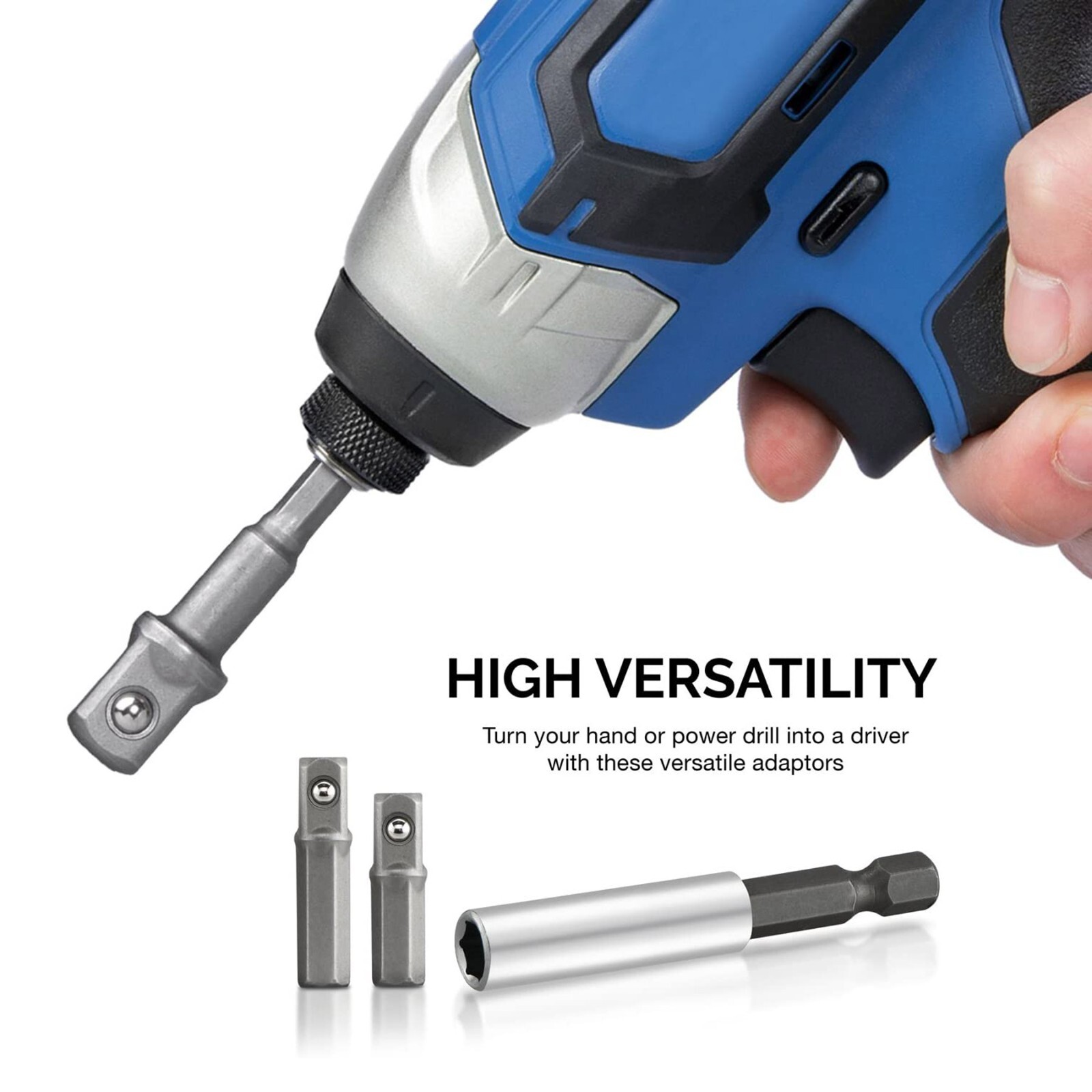 9Pcs Socket Adapter Drill Bits Set Hex Impact Driver Tools 1/4″ 3/8″ 1/2″ Shank