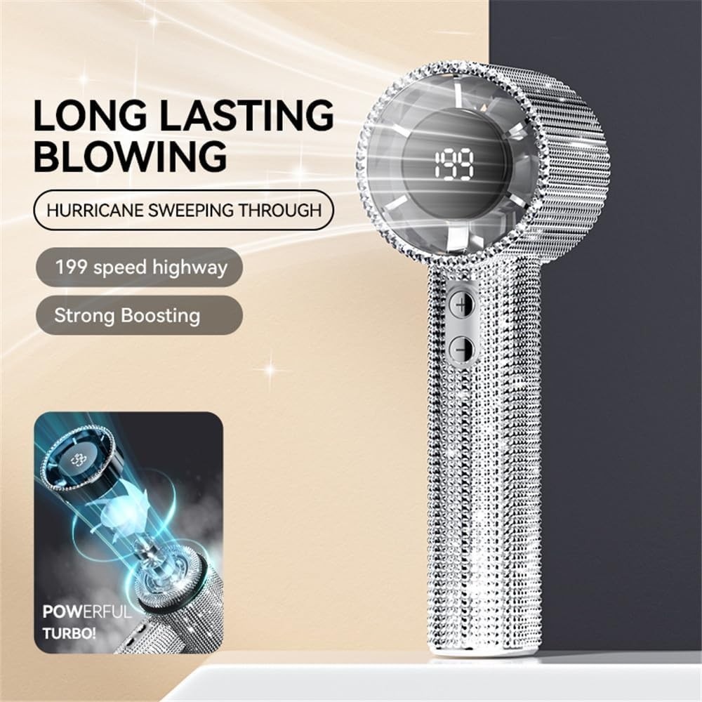 Portable Handheld Turbo Fan – Fashion Full Diamond 1800mAh