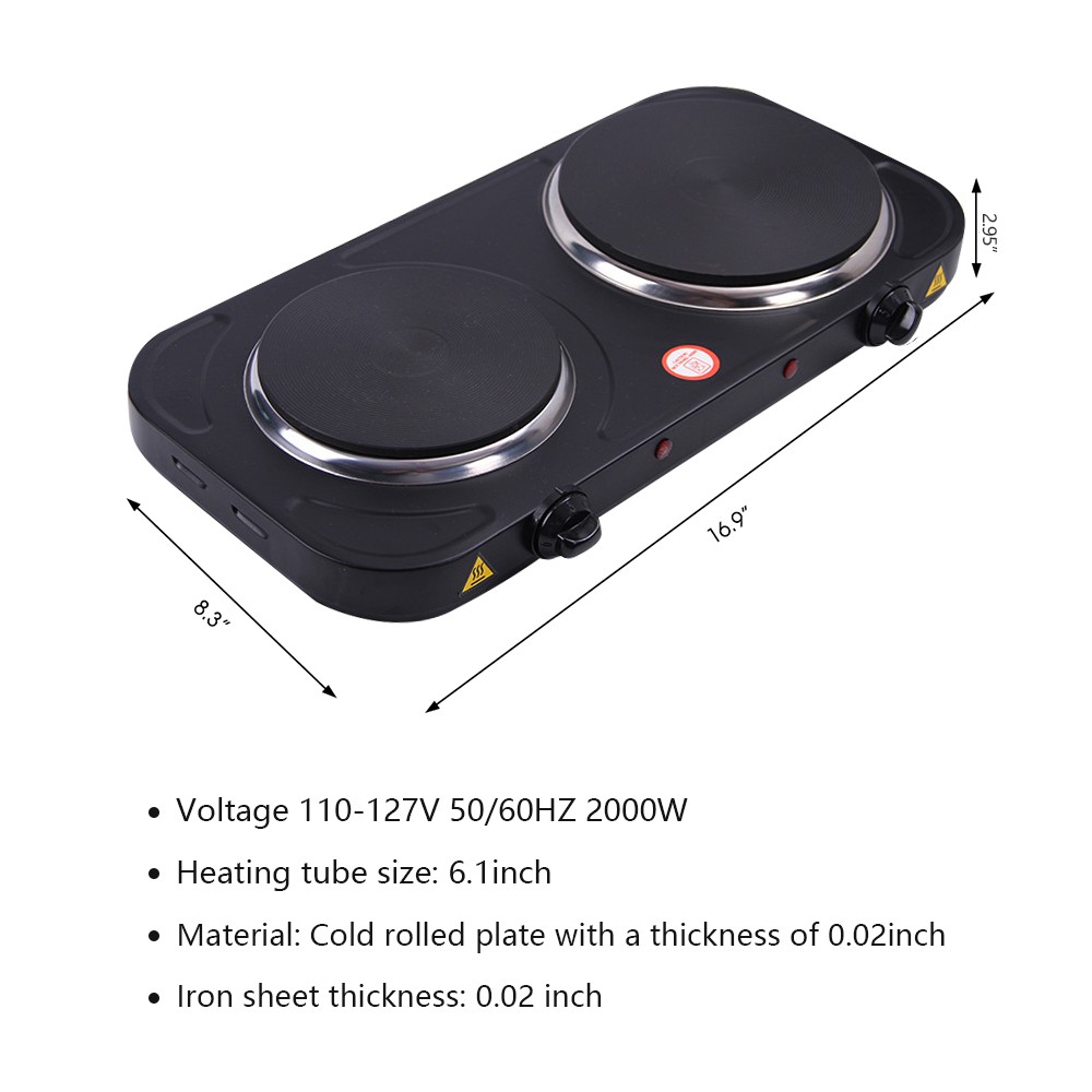 Electric Countertop Single/Double Burner 2000W Cooktop Cast Iron Hot Plates