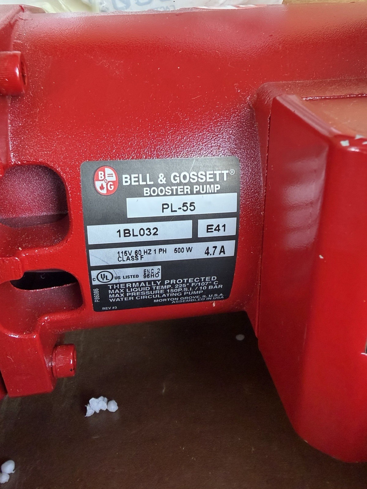 Bell & Gossett Xylem Booster Pump PL-55 115V 500W 4.7A 1BL032