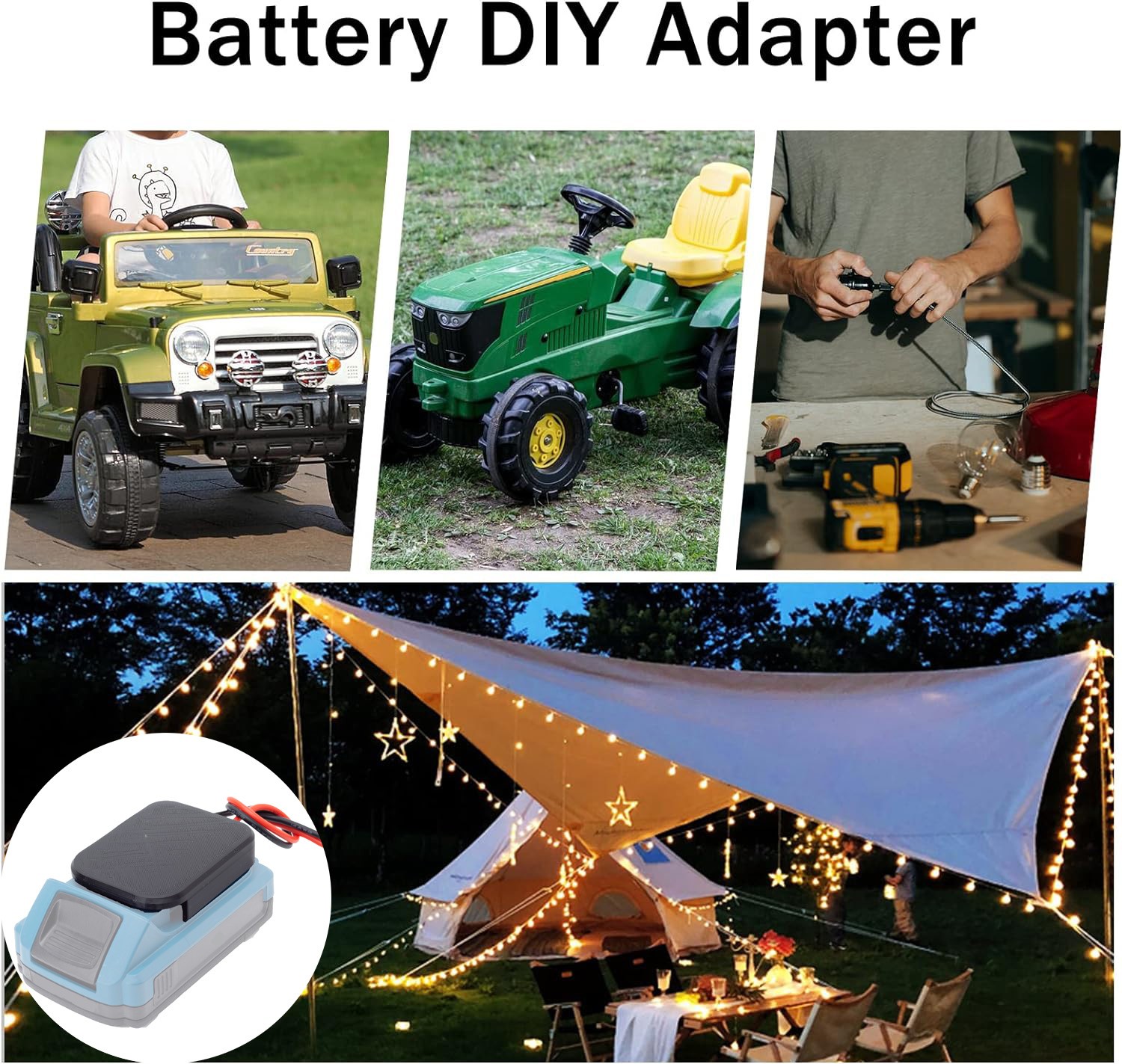 For Dewalt&For Bauer&For Hercules 20V Li-ion Battery Power Wheels DIY Adapter