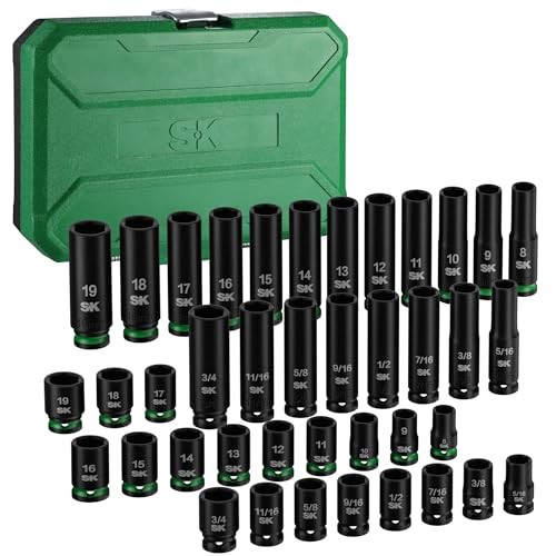 3/8″ Drive Impact Socket Set, 40-Piece Deep & Shallow Sockets, Metric 8 to
