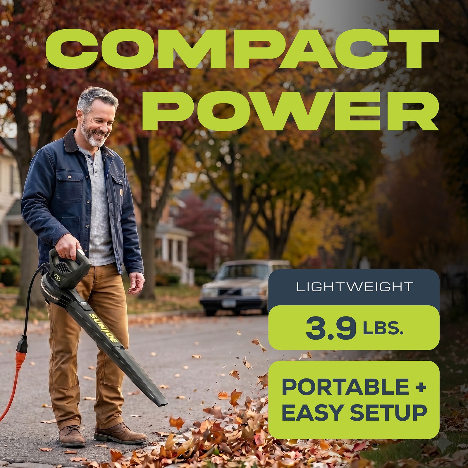 Sun Joe SBJ597E 155 MPH 6 Amp Lightweight Electric Powered Leaf Blower, Black