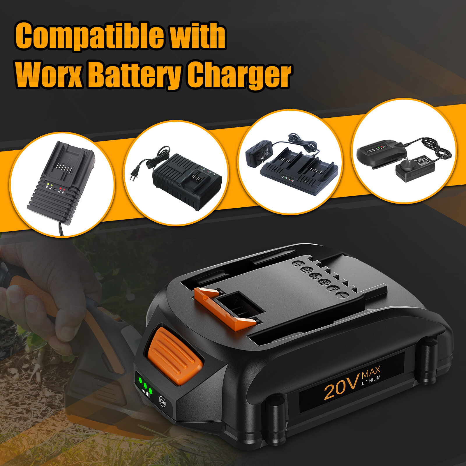 Pack For WORX 20V MAX Extend Lithium Battery 20 Volt WA3520 WA3525 WA3575 WG155