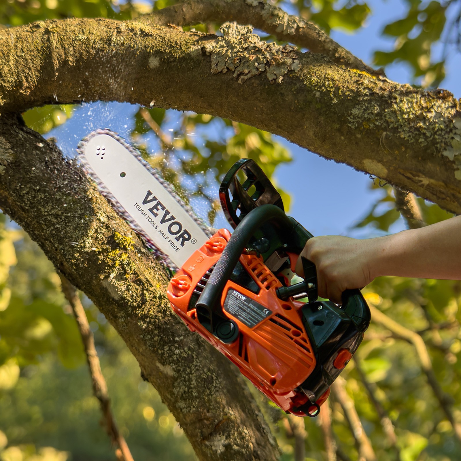 VEVOR 25.4CC 12″ Gasoline Chainsaw Powered Wood Cutting Engine Gas Chain Saw