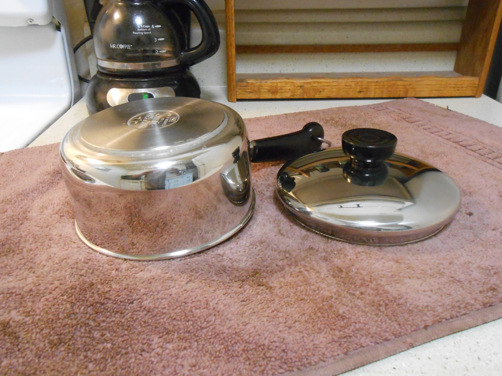 REVERE WARE 1 Qt. Saucepan & Lid USA-1994 Tri-Ply Stainless VERY CLEAN & SHINY!