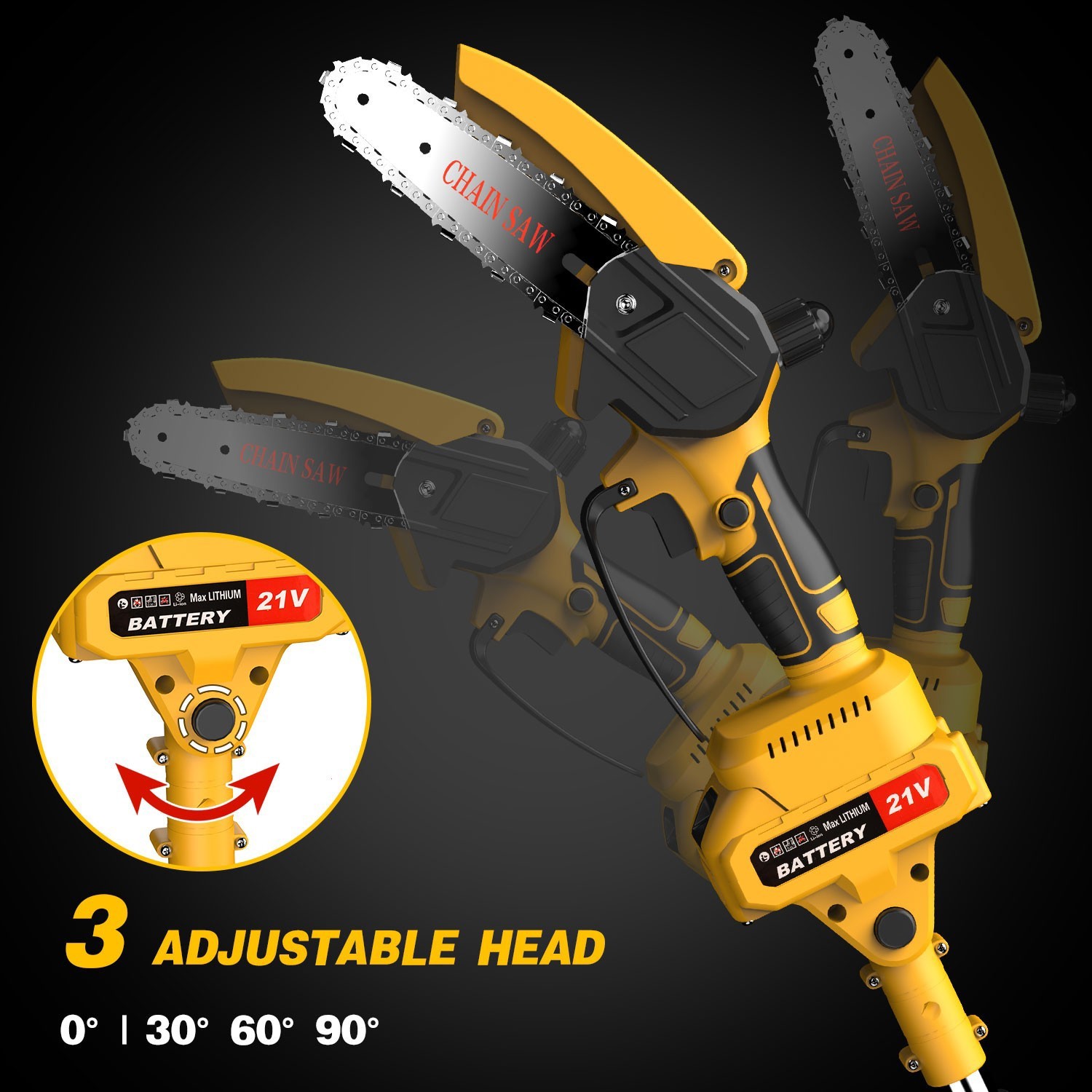 2 in1 Cordless Pole Saw Brushless Mini Chainsaw for Tree Trimming w/ 2 Batteries