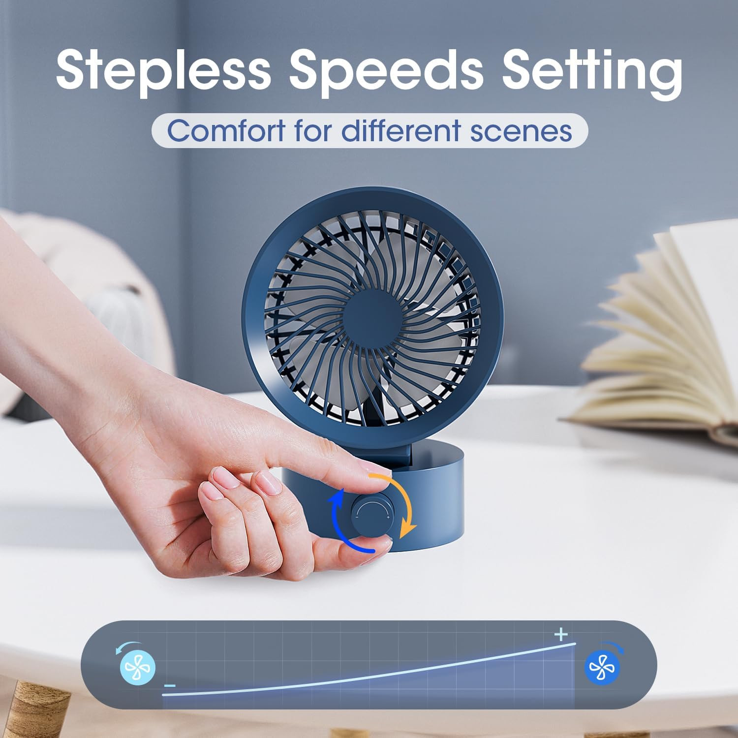 Mini USB Desk Fan Quiet Portable Cooling Fan Stepless Speed Adjustable