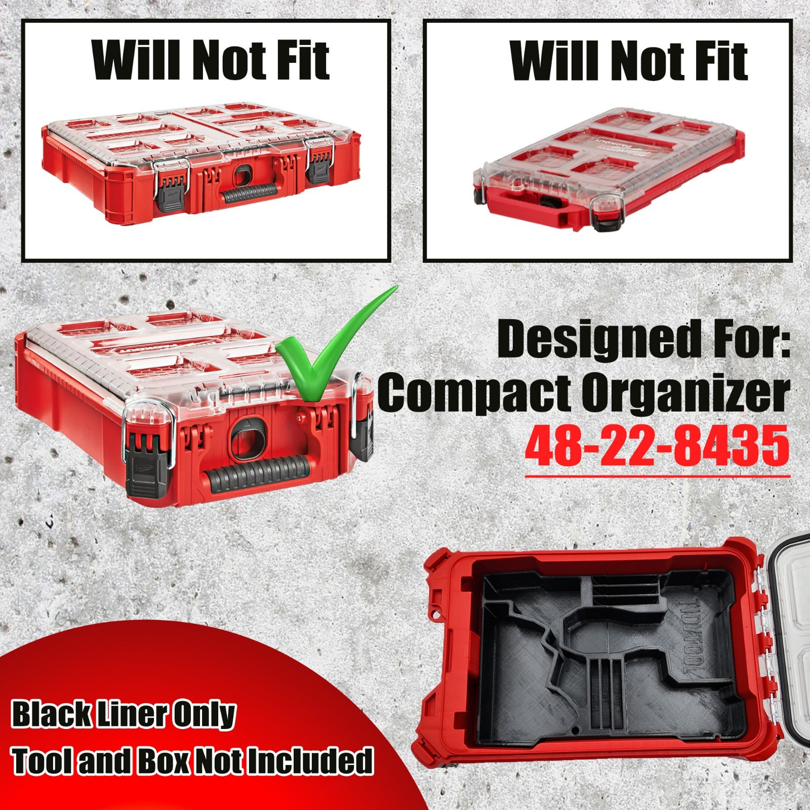 M12 Fuel 3″ Compact Cut Off Tool Organizer for Milwaukee Compact Packout