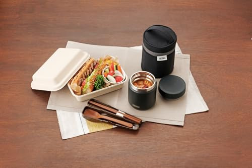 [Dishwasher-safe model] Thermos vacuum insulated soup jar 400ml black All parts