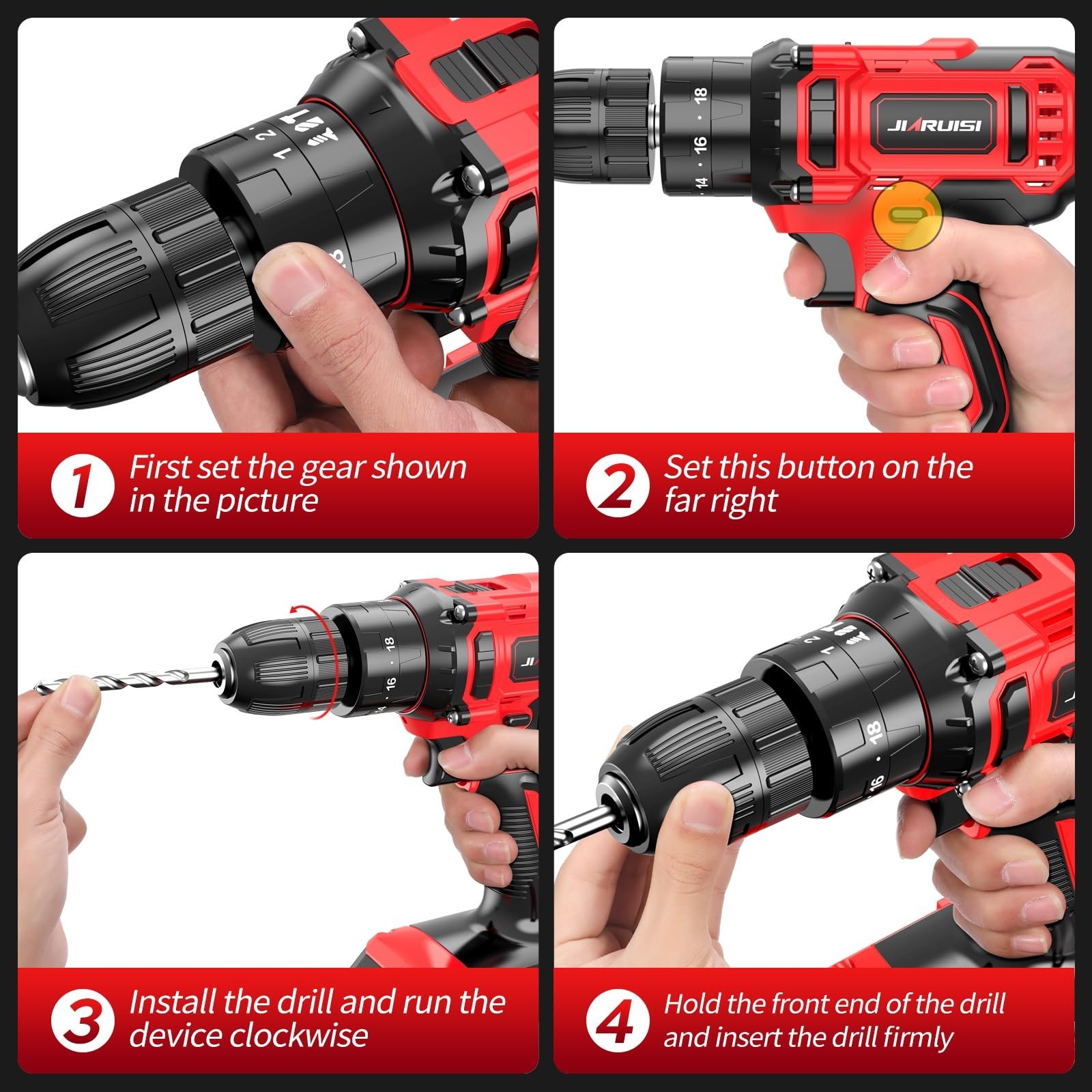 20V Cordless Drill, Electric Power Drill Set with Battery Charger and…
