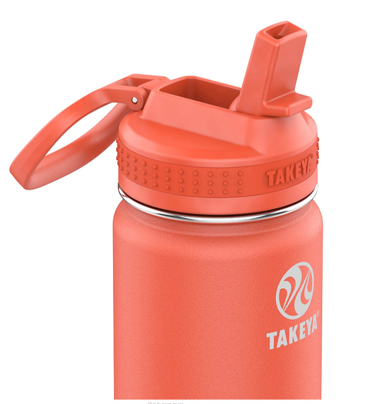 Takeya Insulated Stainless Hydration Water Bottle W/Straw Lid, 22 Oz, 24Hrs Cold