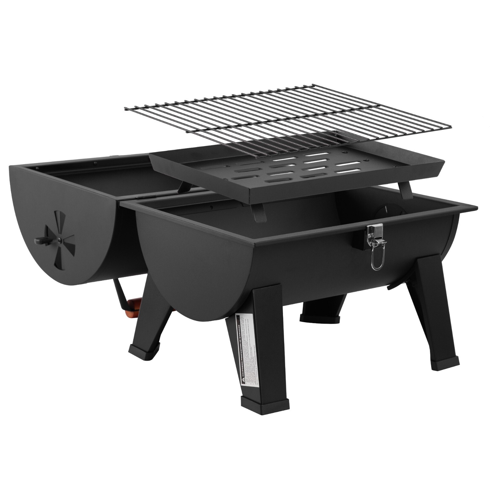 Royal Gourmet Portable Charcoal Grill with Two Side Cooking Area Outdoor, Black