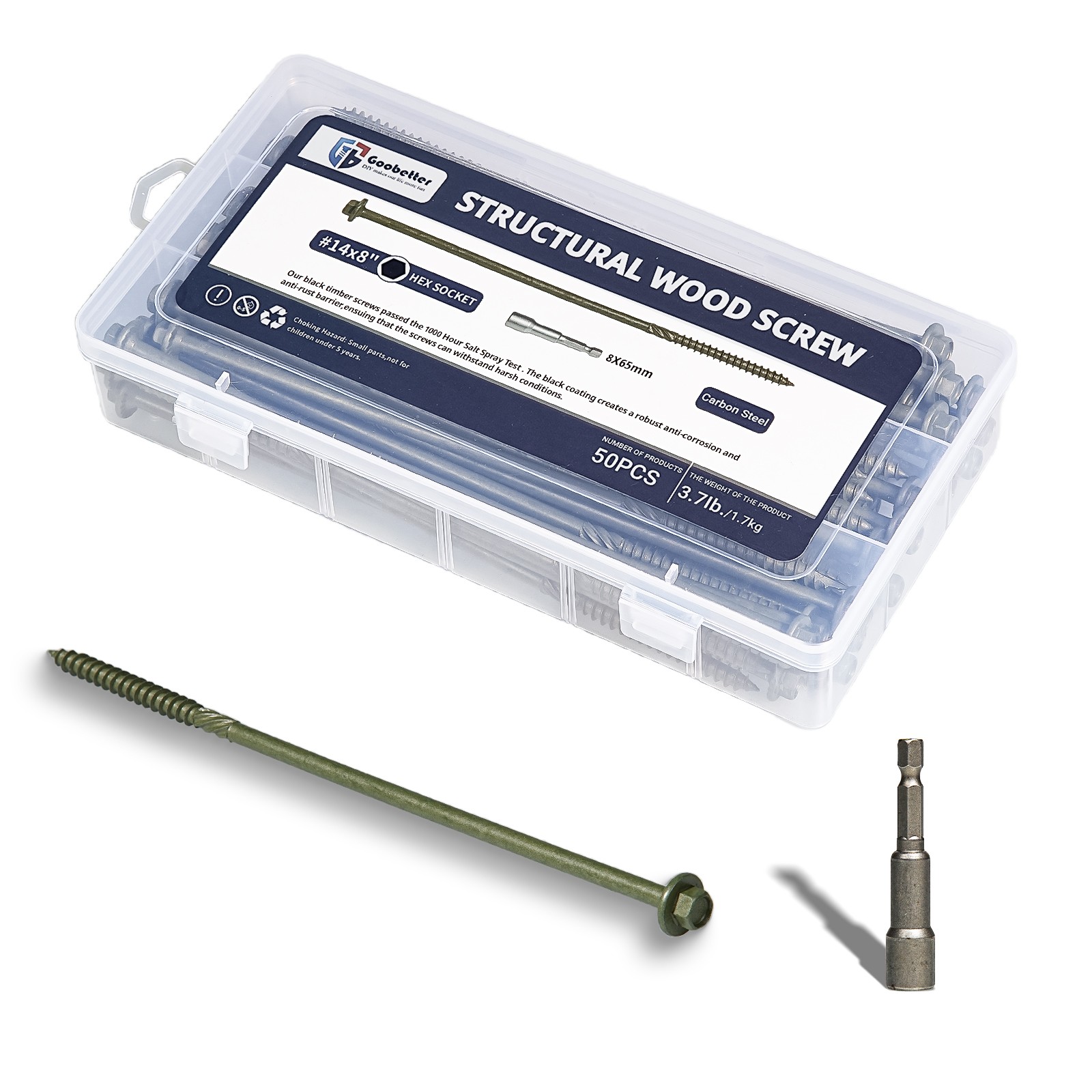Heavy-Duty Green Timber Structural Wood Screws with Hex Socket 14*8″ Extra Long