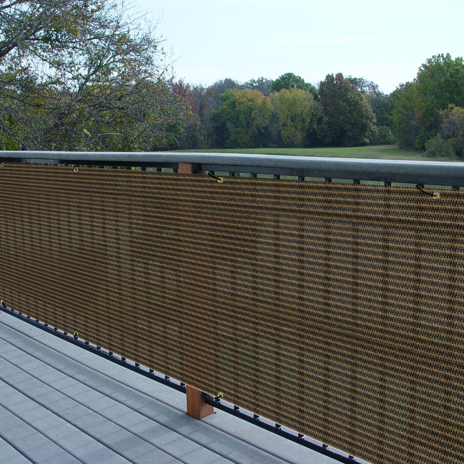 30in Brown Balcony Fence Screen Privacy Fabric Mesh Cover UV Blockage Windshield