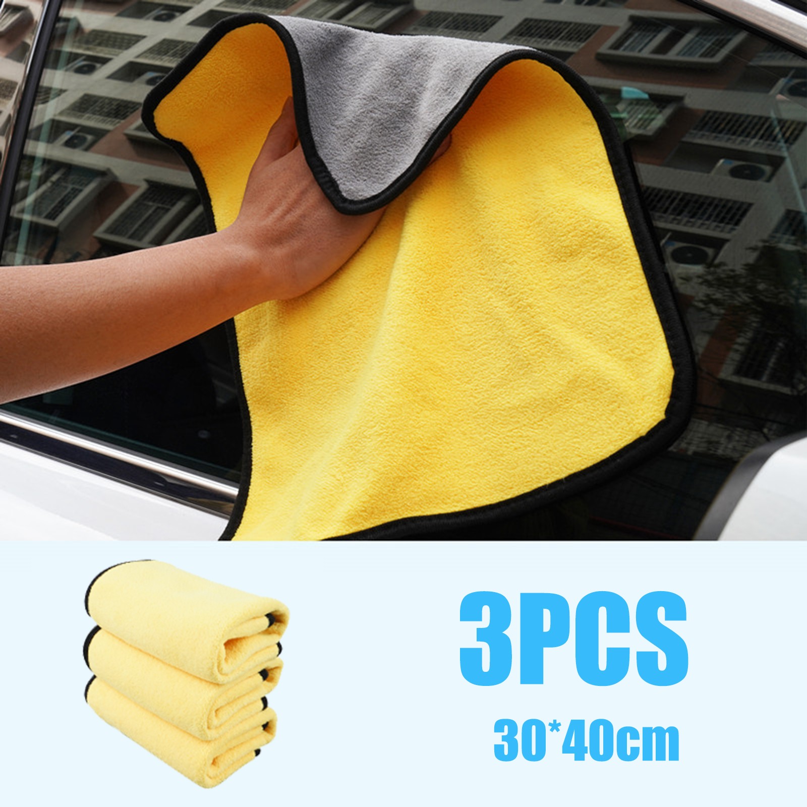 Set of 3 Microfiber Cleaning Cloth Towel Rag Car Polishing Detailing No-Scratch