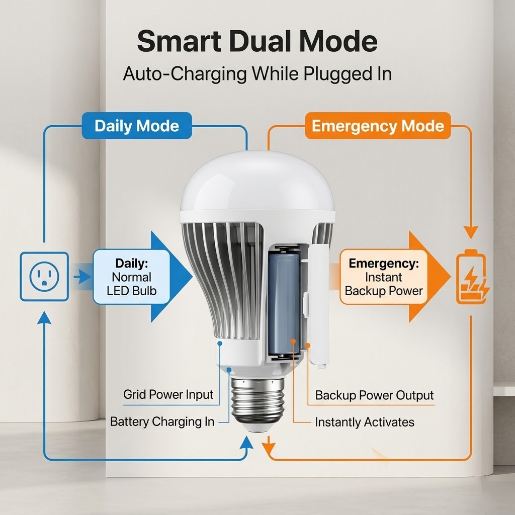 4 Pack Self Charging Emergency LED Light Bulbs for Power Outage
