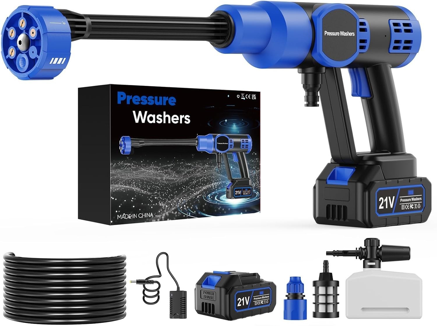 Cordless Pressure Washer, 5000 PSI Portable Power Washer with 21V 4.0Ah Battery,