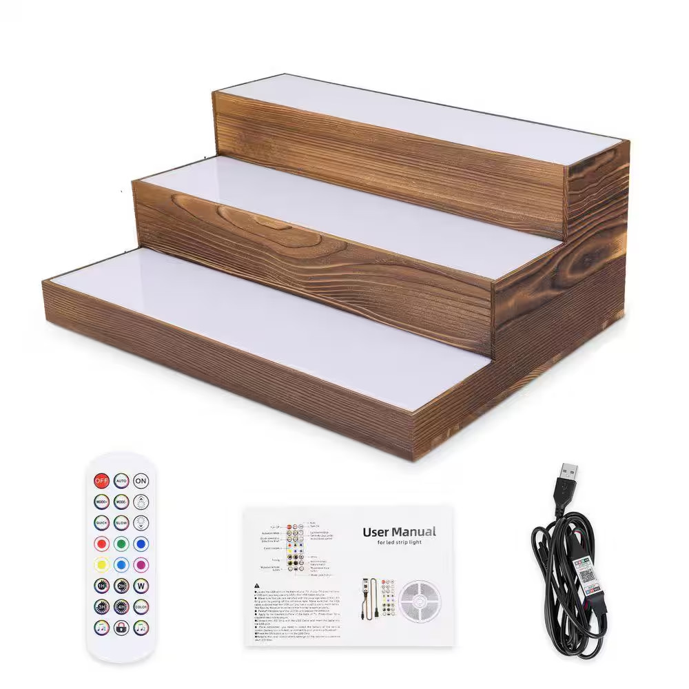 6.7 In. H X 16.1 In. W 12-Bottle Acrylic LED Wine Rack with RGB Lighting Wall Mo