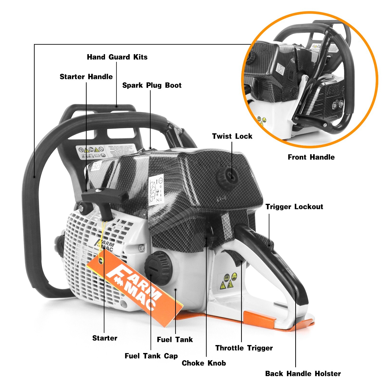 92cc Gas Chainsaw Power Head Compatible with MS660 G660 for Milling Wood No Bar