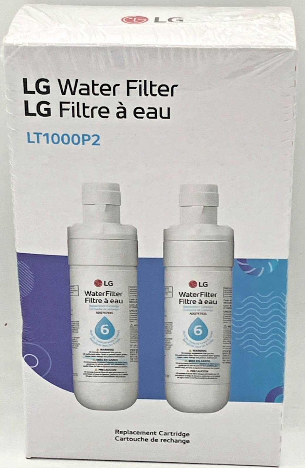 2 Pk Genuine LG LT1000P2 6-Month /200 Gal Refrigerator Replacement Water Filter