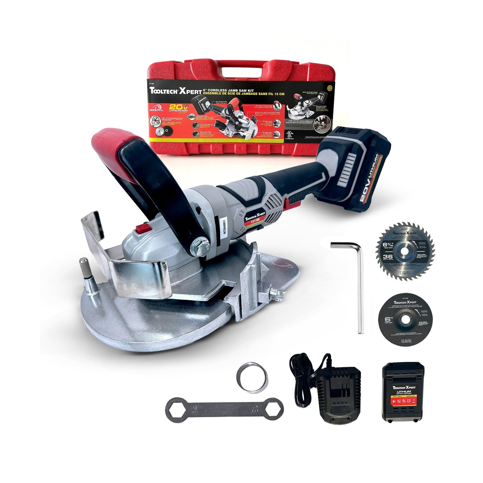 ToolTech 20V Cordless Undercut Saw Kit, 8000 RPM Jamb Saw With 4.0mAh Battery…