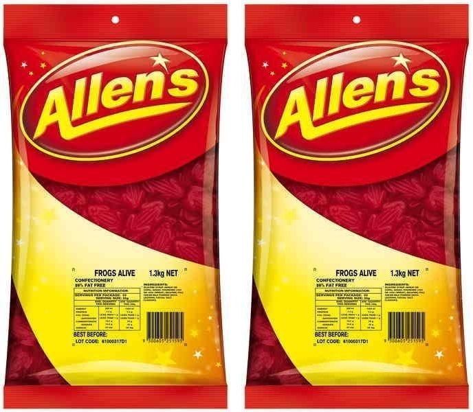 Bulk Lot 2.6kg x Allens Frogs Alive Red Lollies Buffet Candy Party Sweets Allen