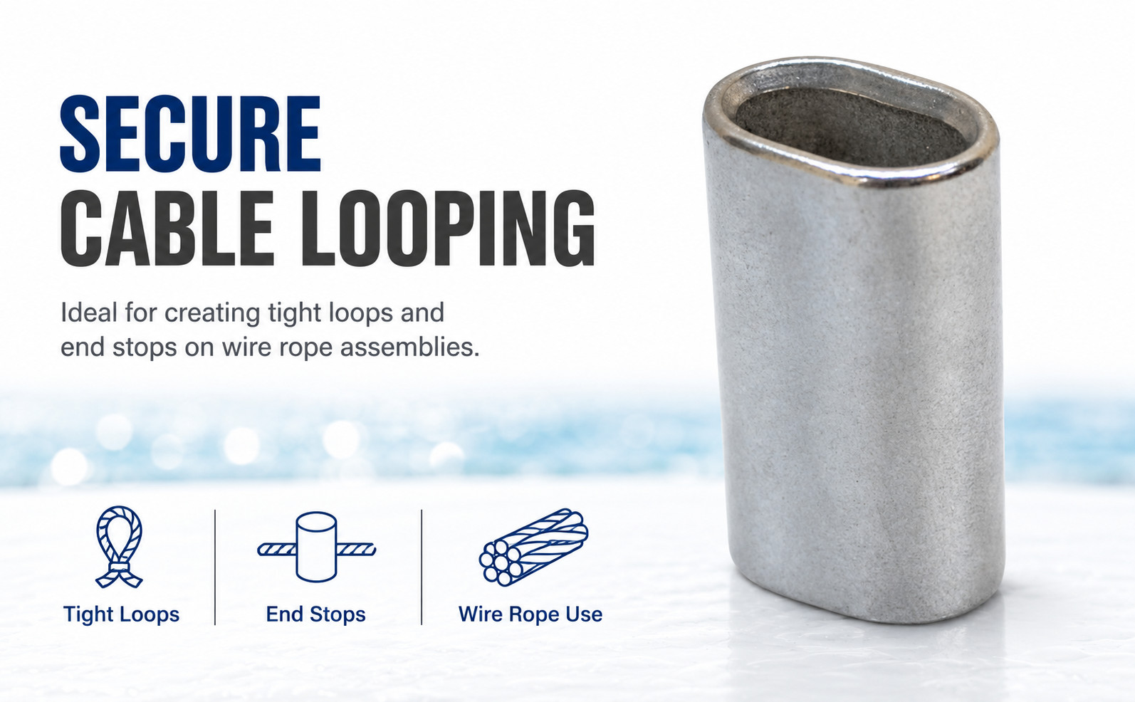 10Pc Marine SS Wire Rope Cable Clip Chamfer 3/16″ Oval Crimping Sleeve Connector