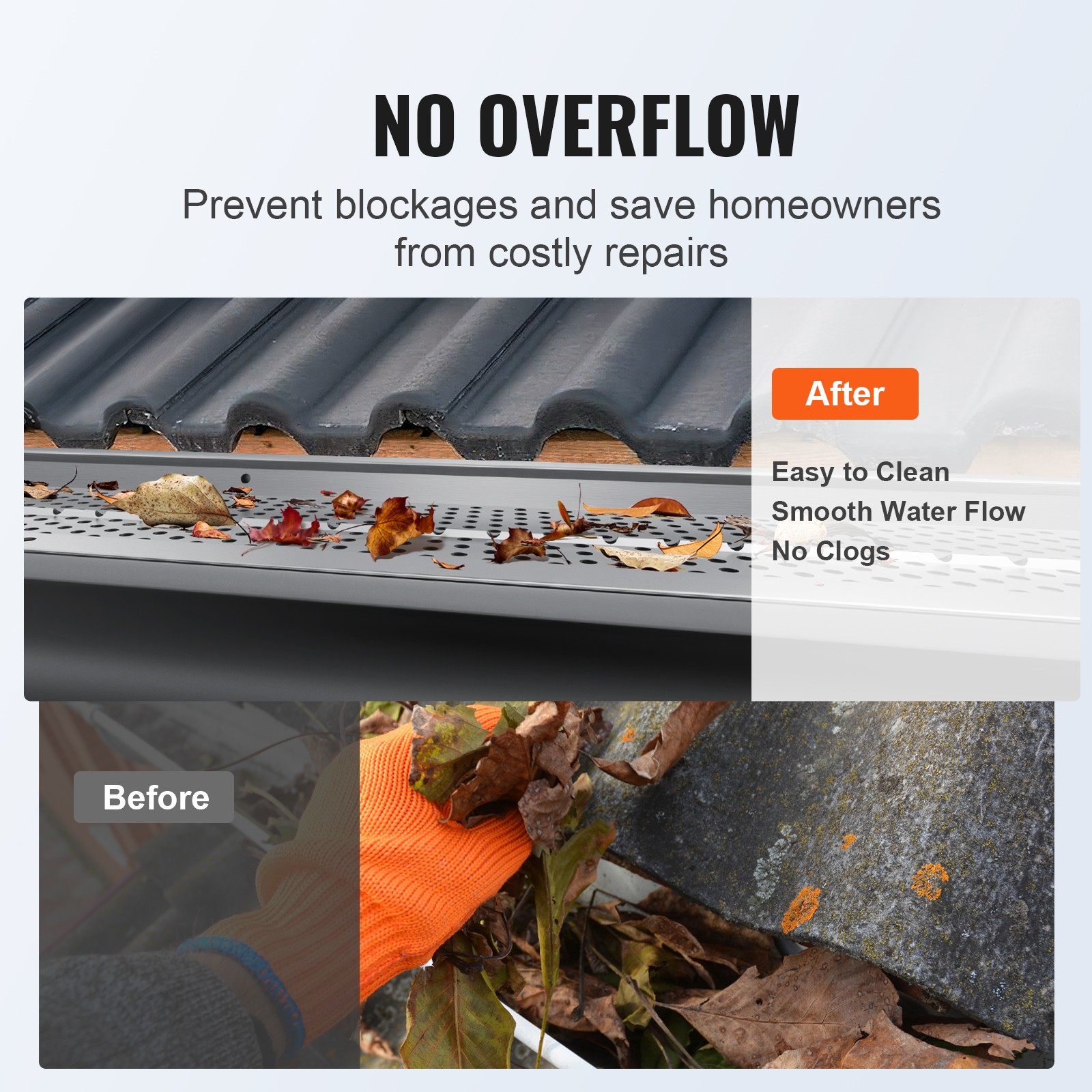 VEVOR Gutter Guard 5 in Wide 208 ft Length Cover Mesh Leaf Debris Protection
