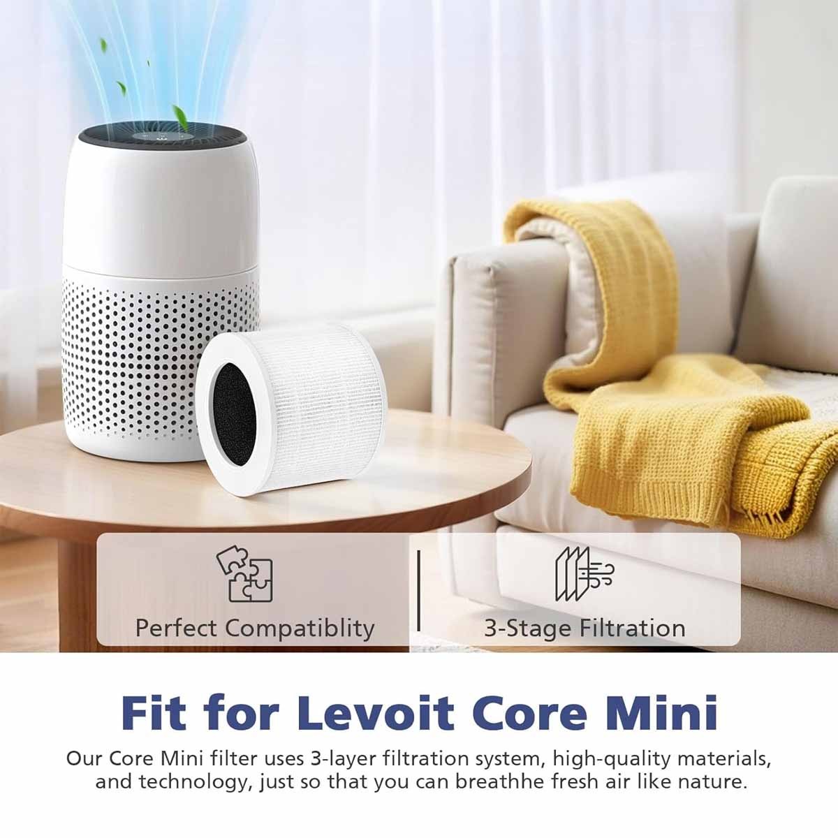 Core Mini Replace Filter for LEVOIT Core Mini-P Air Purifier, 3-in-1 Filter