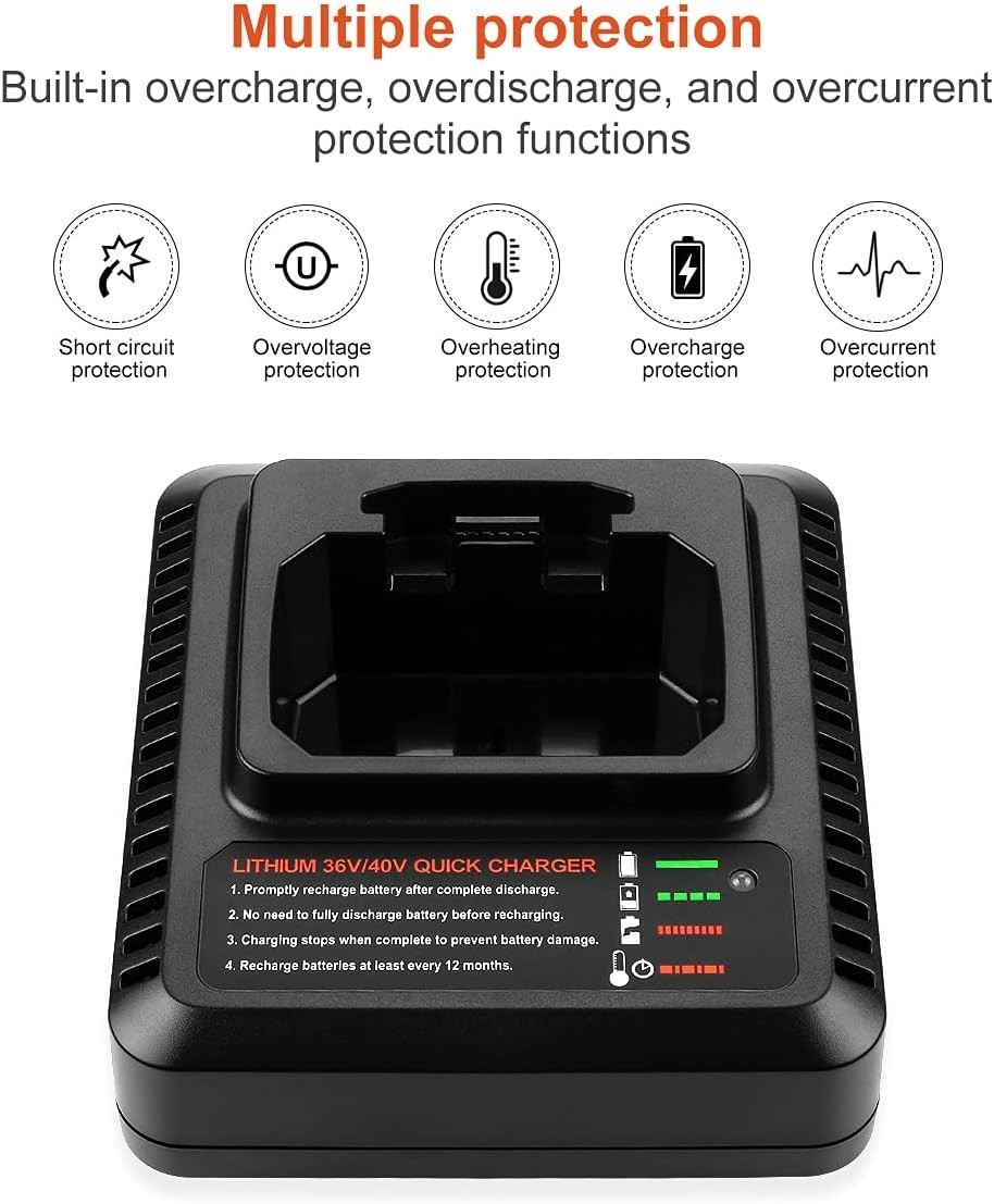 For Black & Decker 40V Charger LCS40 LCS36 Lithium Battery LBX2040 LBXR36