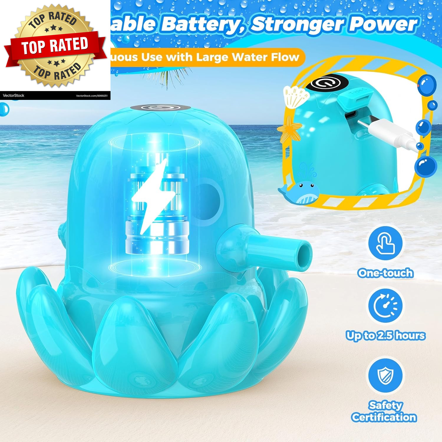 Water Table Pump, Continuous Flow Rechargeable Magnetic Octopus Pump