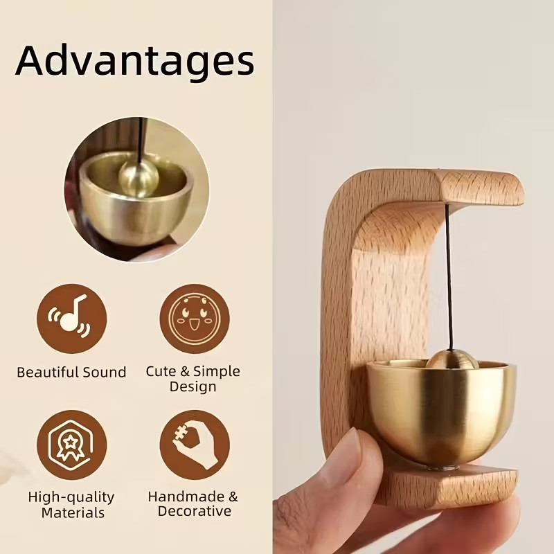 Magnetic Wind Chime DoorBell Doorway Setting Wooden-Copper for Coffee Shop/Home