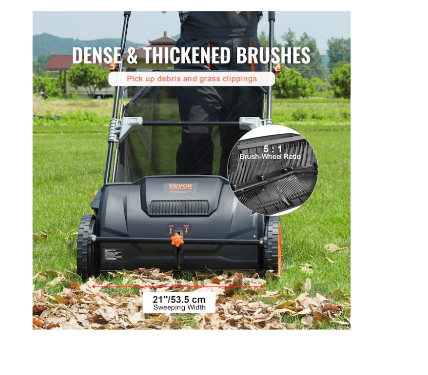 [ BIG SALE ] VEVOR 21-in 3.5 cu ft Tow Lawn Sweeper