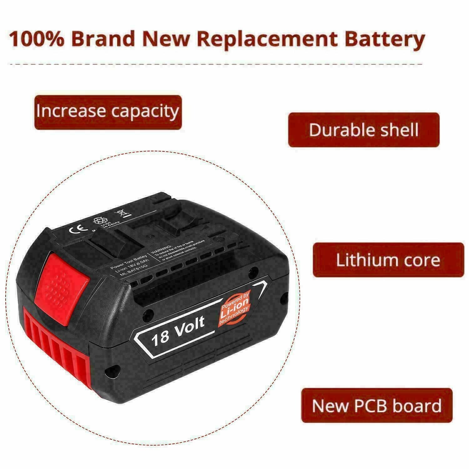 8.0AH 18V BAT618 BAT609 Li-ion Battery for Bosch BAT620 BAT610G BAT619G 24618-01