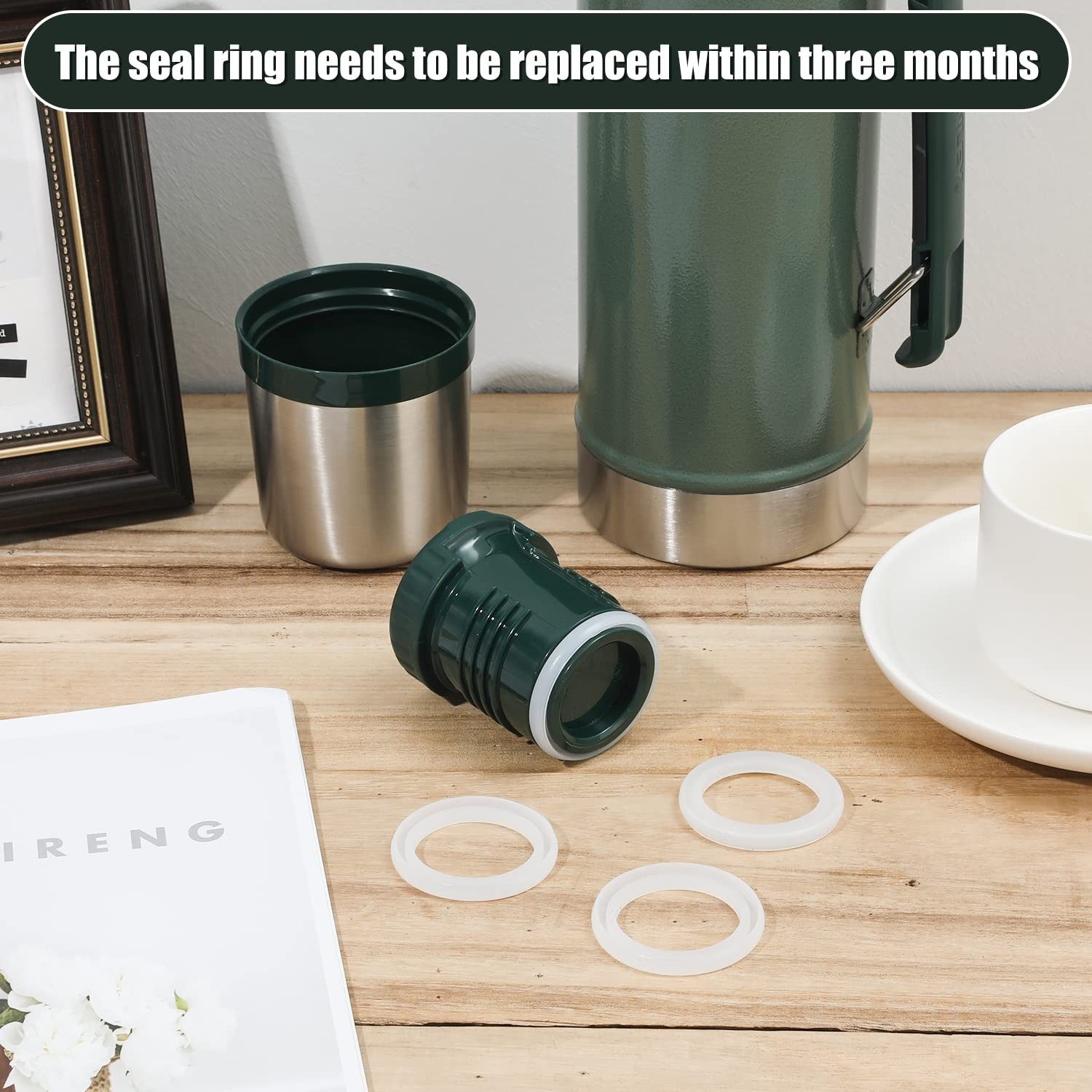 4Pcs Replacement Gaskets for Stanley Cup, Silicone Seal Ring for Thermos Lid Com