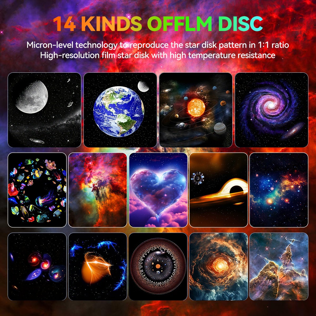 14 in 1 Galaxy Projector Planetarium Light Starry Space Night Lamp Room Decor US