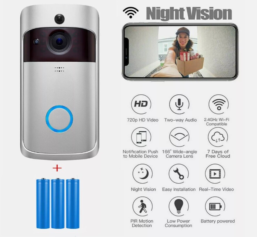Smart WiFi Video Doorbell Wireless Intercom – Compare to RING – Ships in 24 hrs