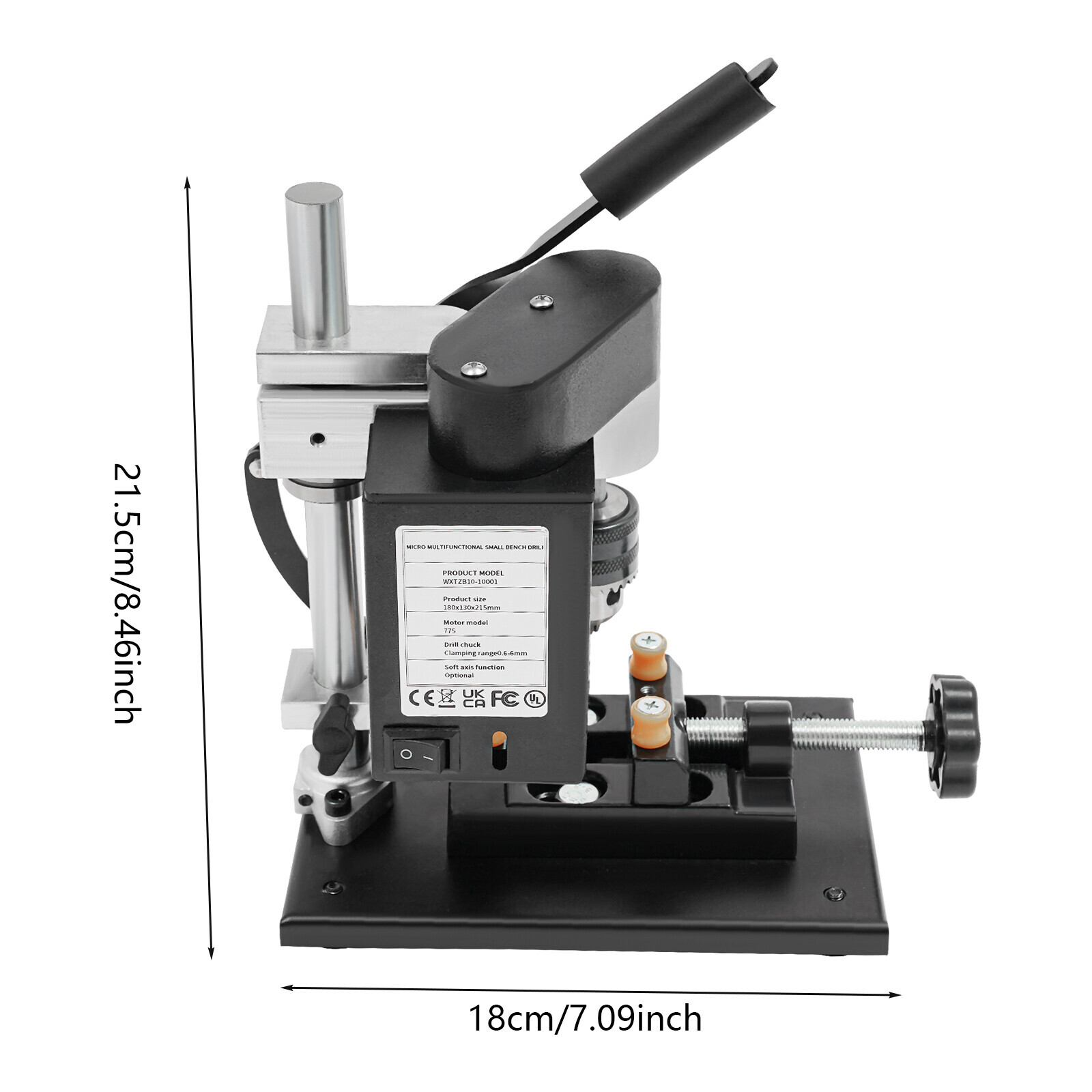 7-Speed Adjustable Mini Drill Press Benchtop 8000RPM for Wood Metal Craft DIY