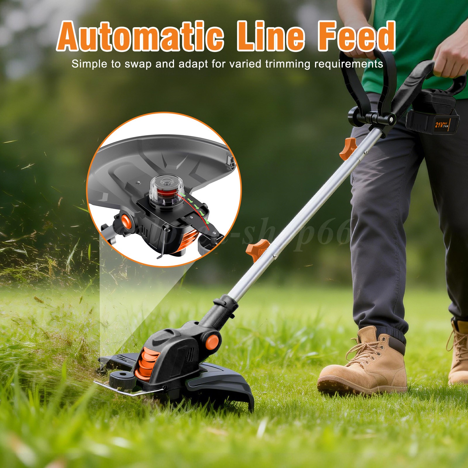 3-IN-1 Electric Cordless Grass Trimmer Strimmer Garden Edger Cutter w/ 2 Battery