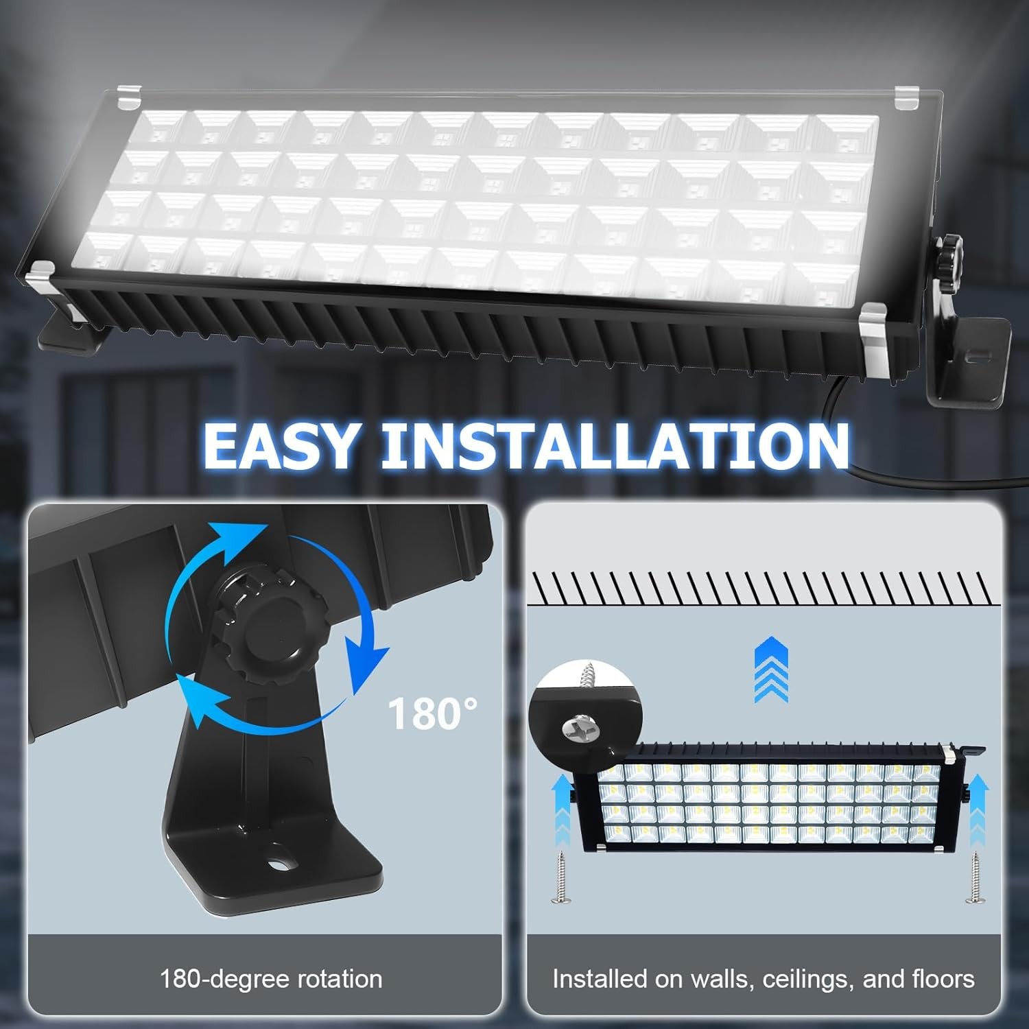 120W LED Shop Light 11000LM 6000K IP66 Waterproof 9.8FT Cord Garage Workshop