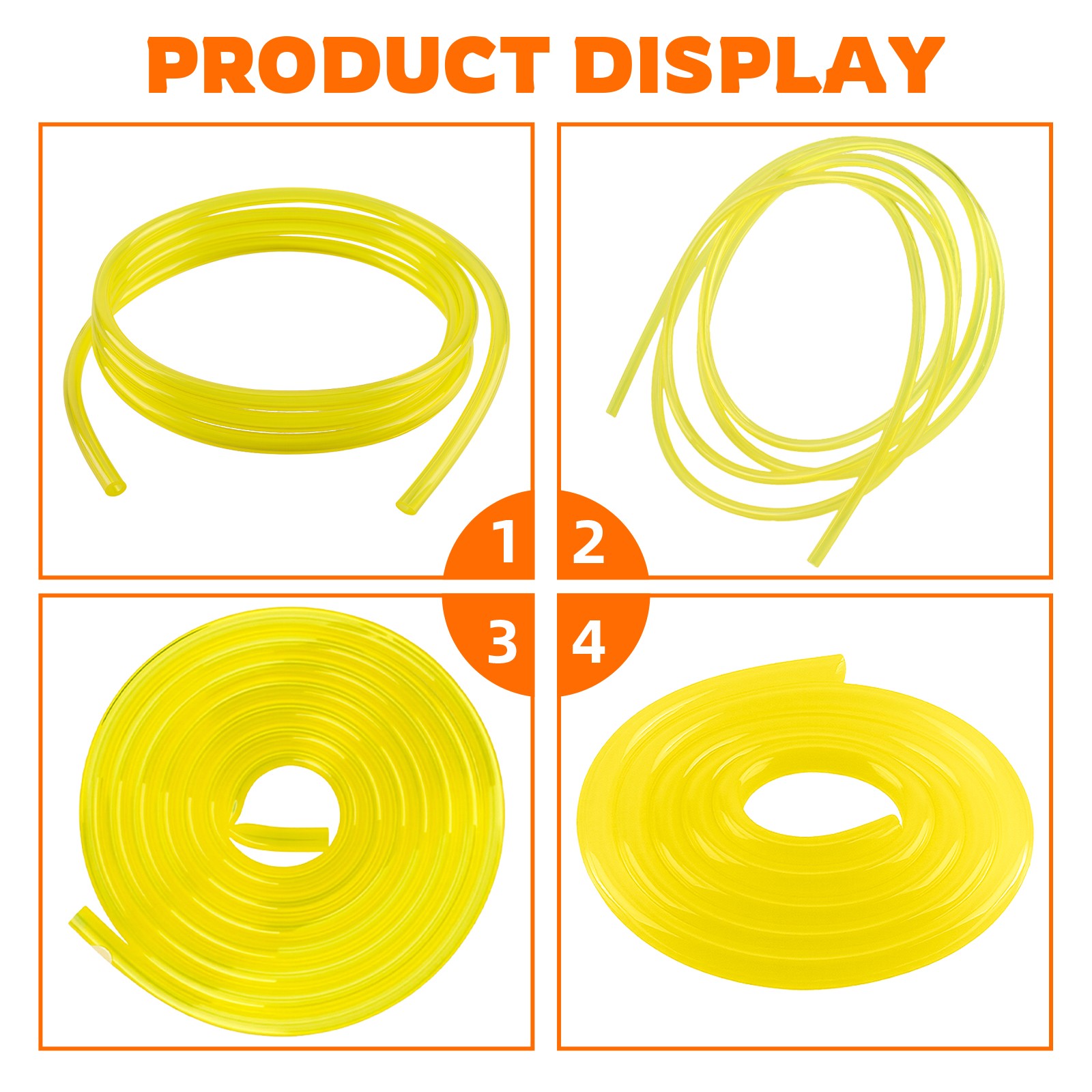 4 Sizes Gas Fuel Line Hose Yellow 32Ft Fuel Tube for 2 Cycle Small Engine