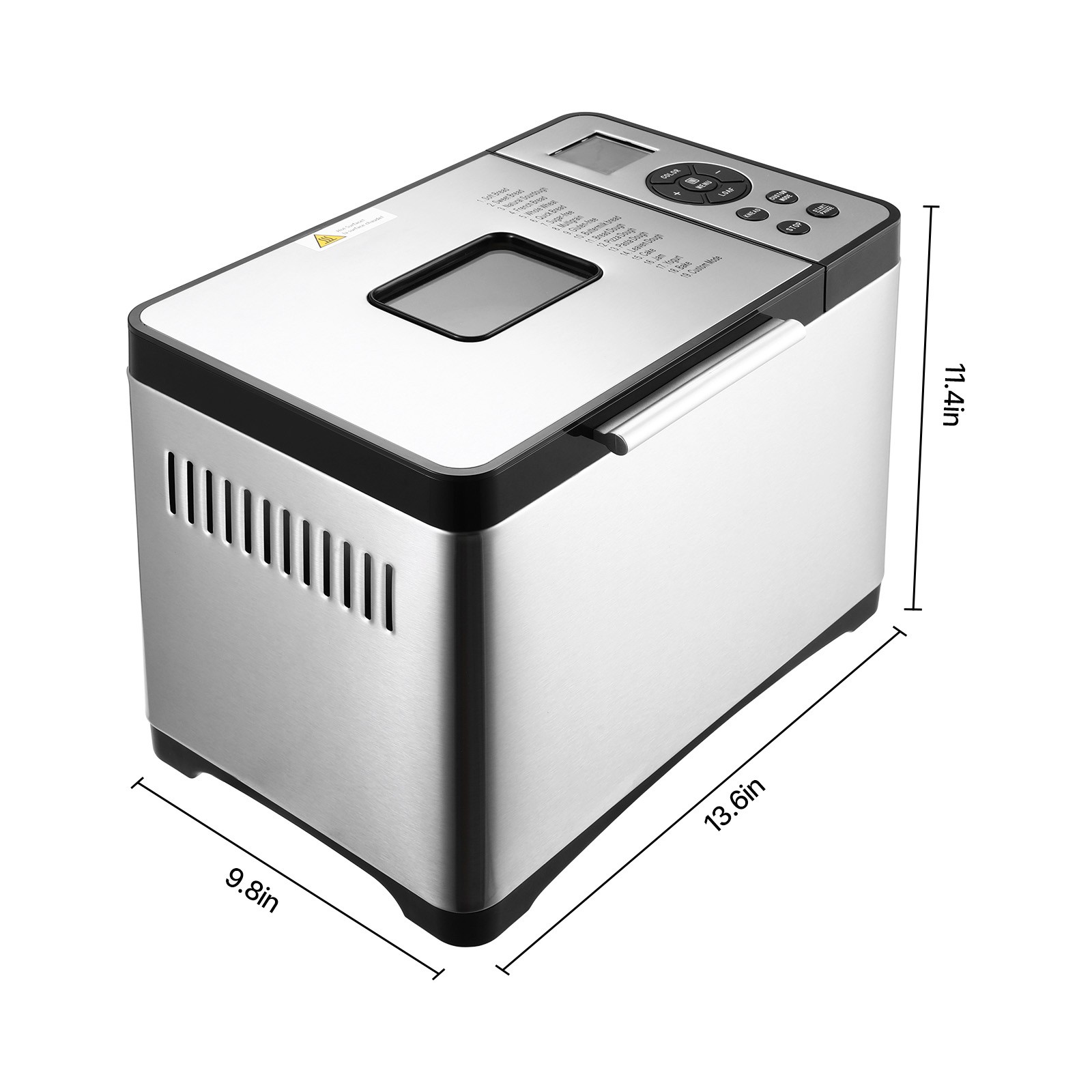 2LB 19-in-1 Bread Maker Automatic Compact Dough Machine Nonstick 3 Crust Colors