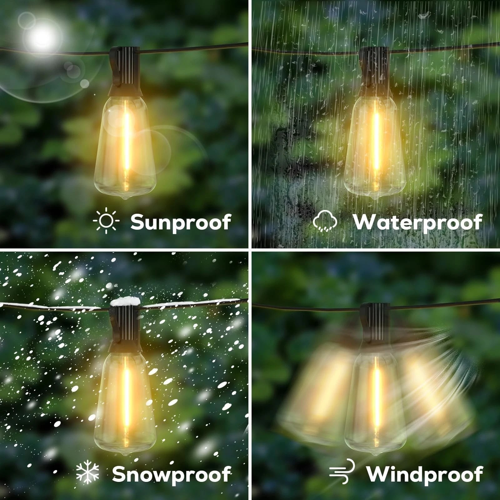 ST38 LED Outdoor Solar Powered String Lights for Patio Yard Porch Party Decor
