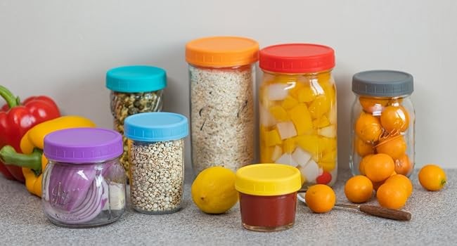 9Pcs Mason Jar Lids, Regular Mouth Plastic Mason Lids, Leak Proof Canning Lid