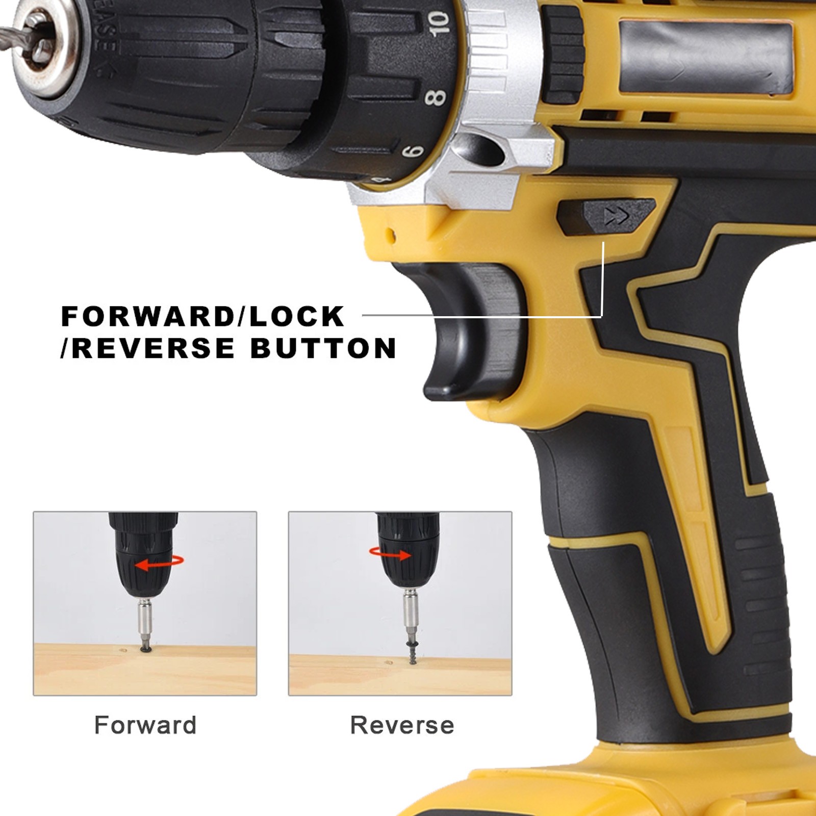 21-Volt Drill 2 Speed Electric Cordless Drill / Driver with Bits Set & Battery